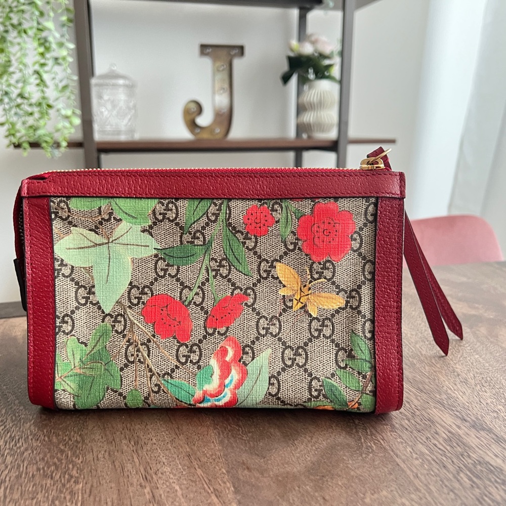 Gucci Multicolor Tian GG Supreme Canvas and Leather Cosmetic Pouch